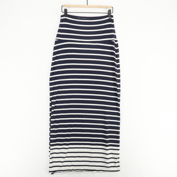 Athleta Dresses & Skirts - Athleta Skirt Womens Small Blue White Striped Side Slits Stretch Seaside